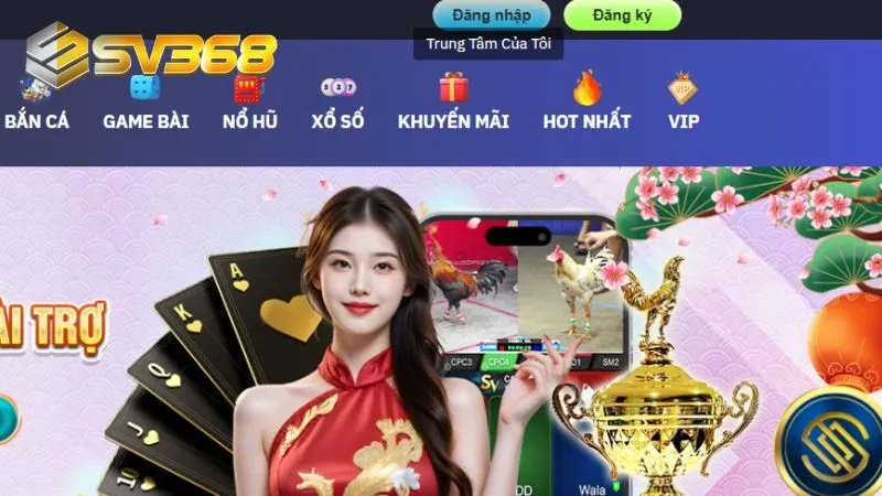 Đăng nhập SV368 tại thanh công cụ trên website của nhà cái