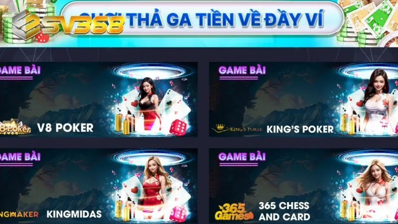 Trải nghiệm đánh bạc online không giới hạn tại sảnh game bài SV368